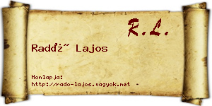 Radó Lajos névjegykártya